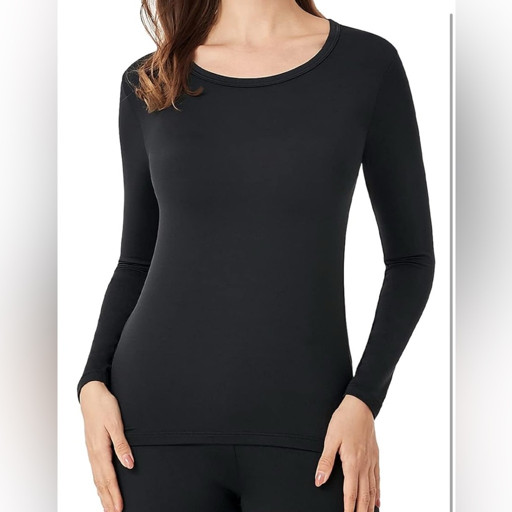 New LAPASA Women Black Thermal Fleece Crewneck Top Thermoflux 300 heavyweight-XL